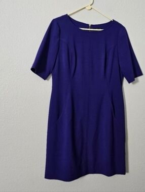 Elegant Purple Short-Sleeve Shift Dress Sz 12P